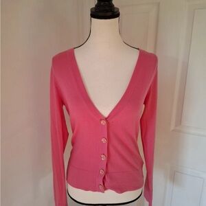 Lilly Pulitzer Coral Pink Cardigan with Bow Buttons